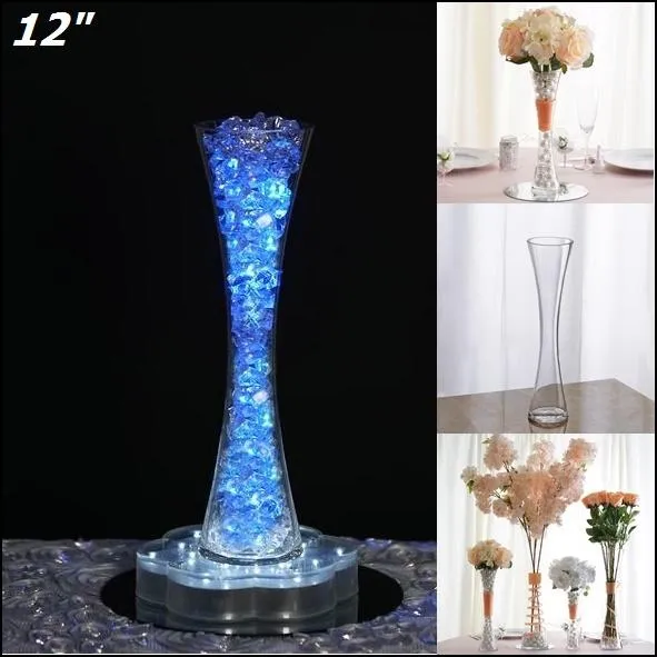 12" Tall Clear Hourglass Shaped Floral Centerpiece Vase Wedding Party Decoration - 12 PCS