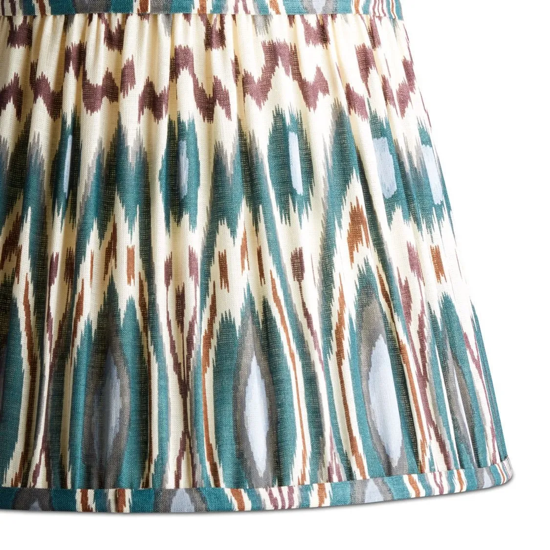 16cm empire printed linen ikat shade in teal heraldic