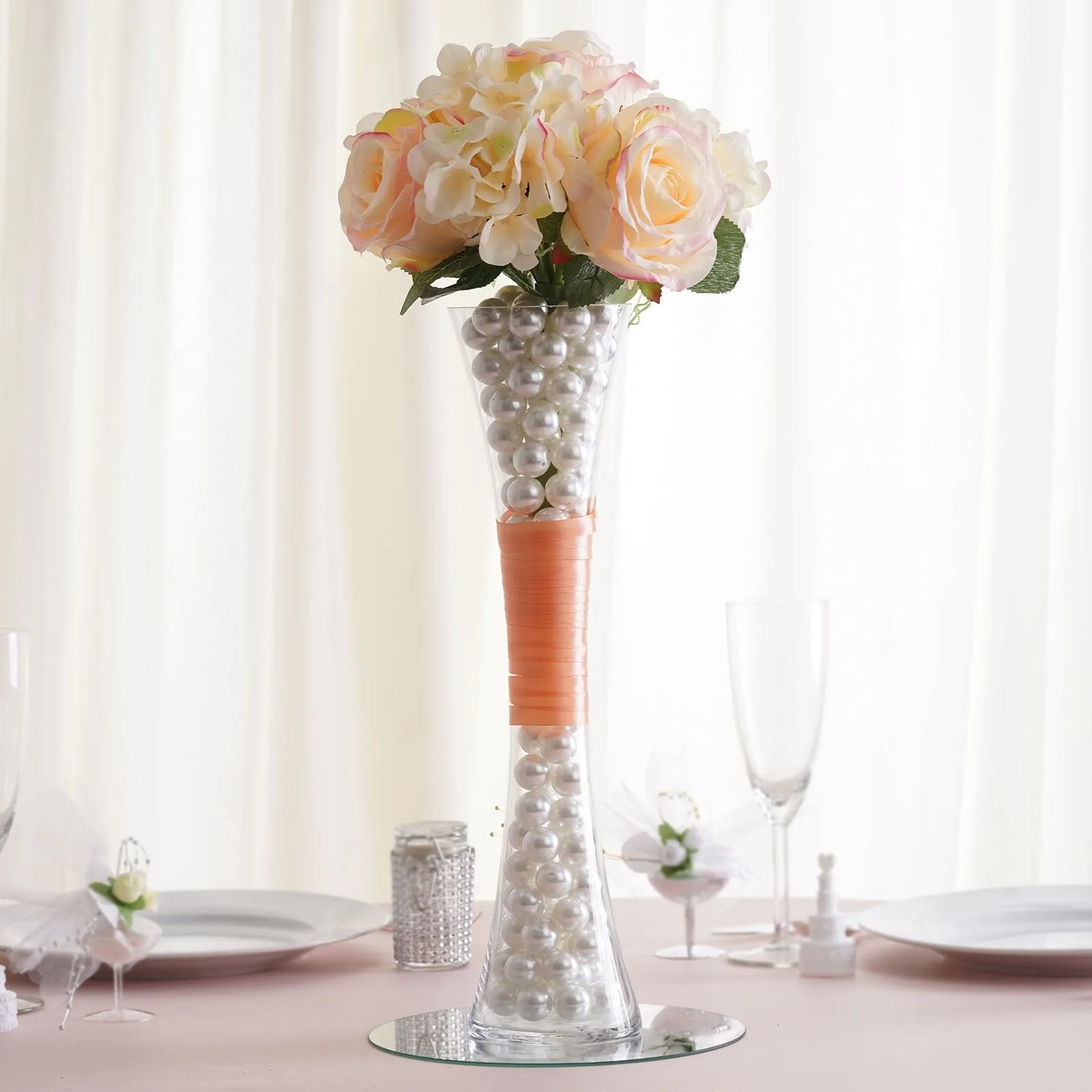 16" Tall Clear Hourglass Shaped Floral Centerpiece Vase Wedding Party Decoration - 12 PCS