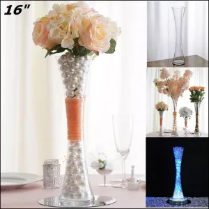 16" Tall Clear Hourglass Shaped Floral Centerpiece Vase Wedding Party Decoration - 12 PCS