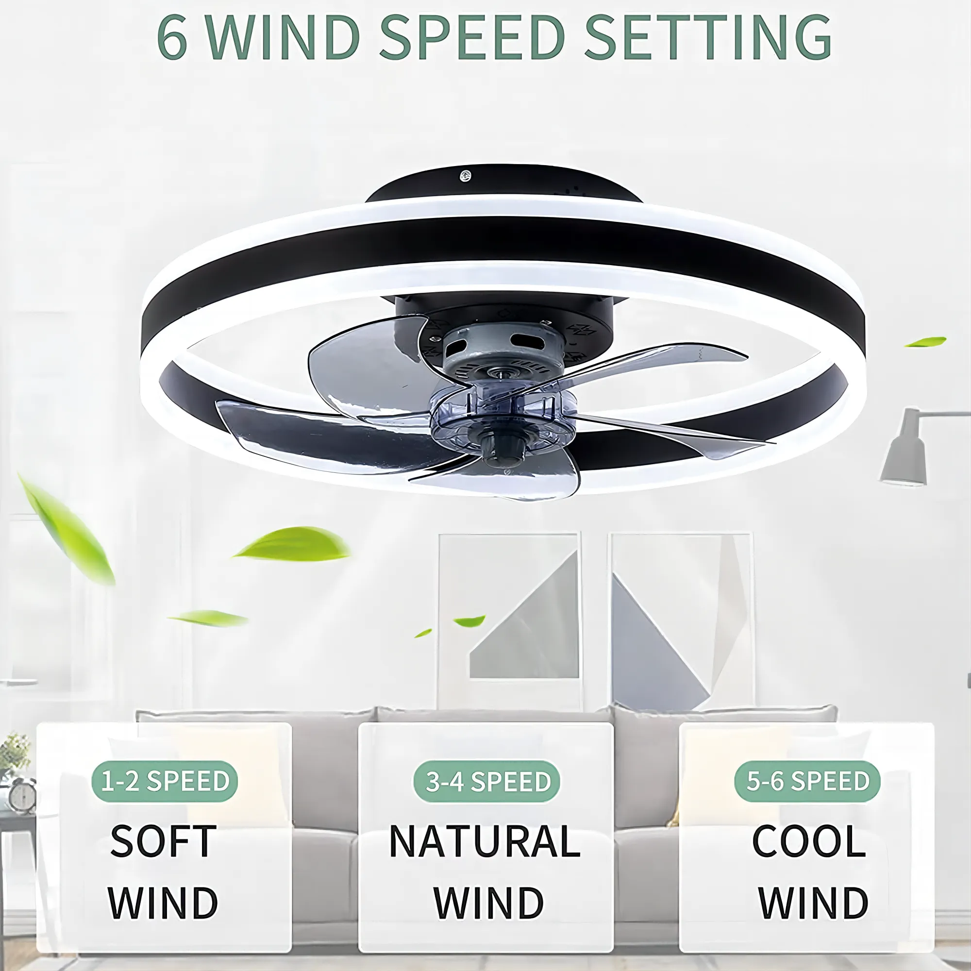 19.7" CHANFOK Orison Modern Small Ceiling Fan With Light