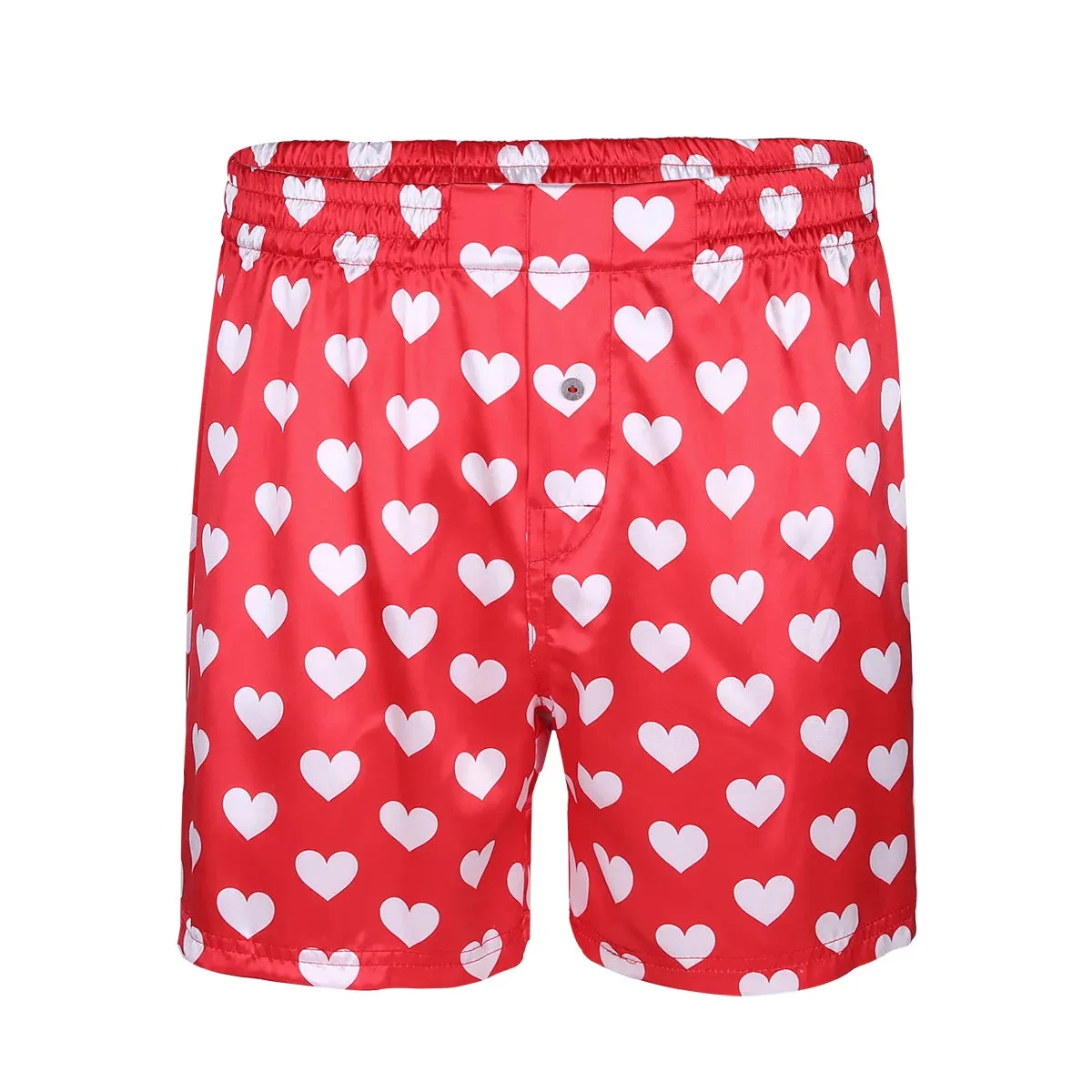 2024 New Mens Soft Boxer Shorts Underpants Pajamas Cute Love Heart Print Classic Lightweight Loose Sports Lounge Short Pants