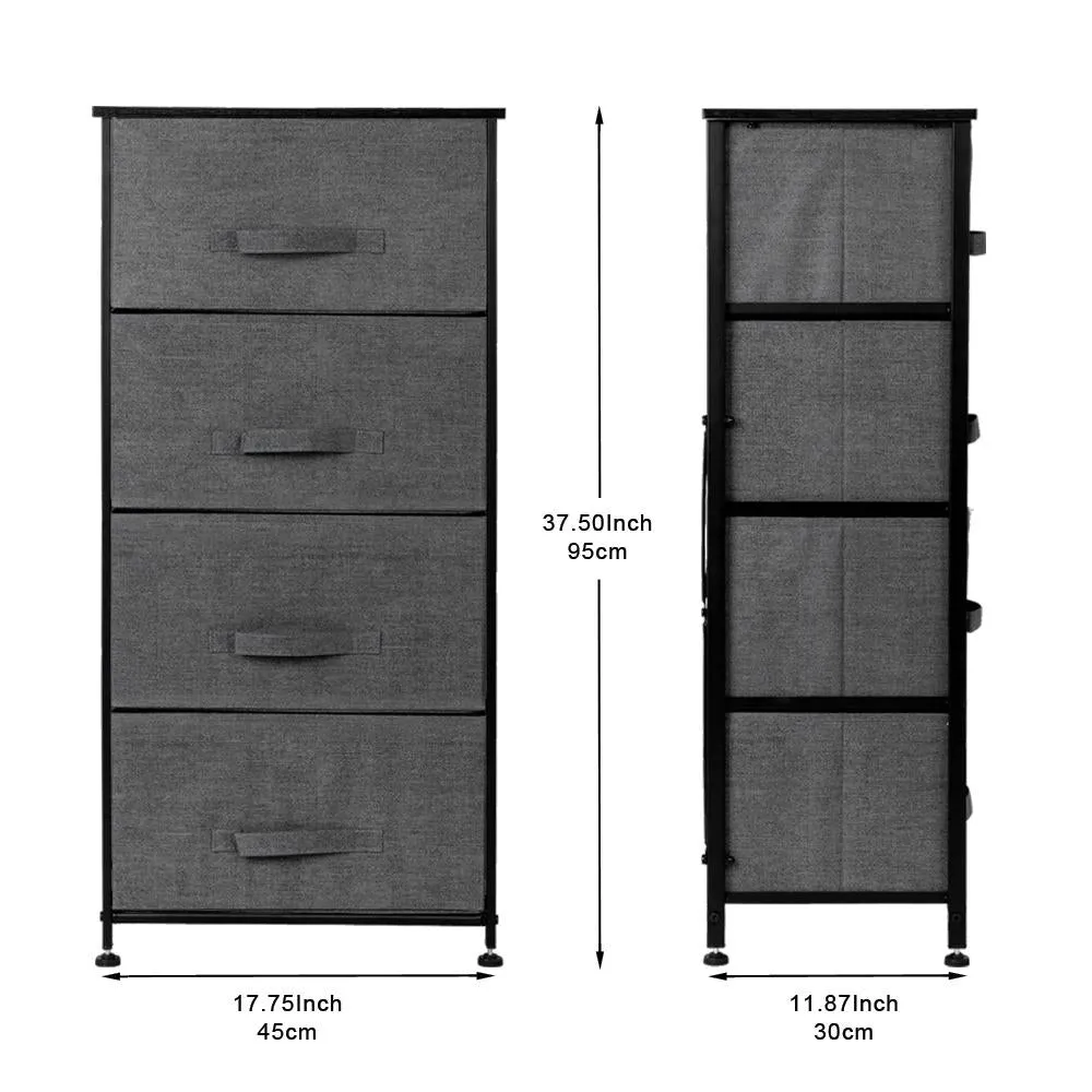 4-Tier Dresser Tower, Fabric Drawer Organizer With 4 Easy Pull Drawers With Metal Frame