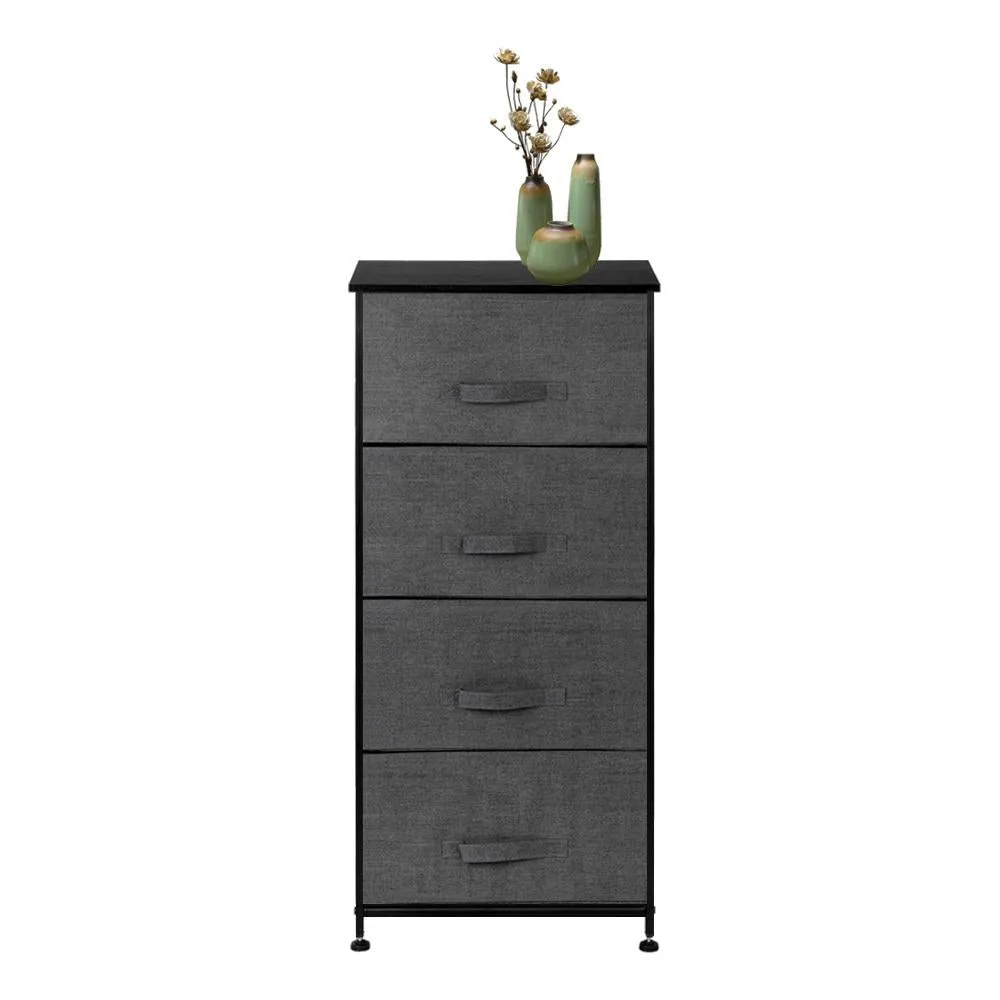 4-Tier Dresser Tower, Fabric Drawer Organizer With 4 Easy Pull Drawers With Metal Frame