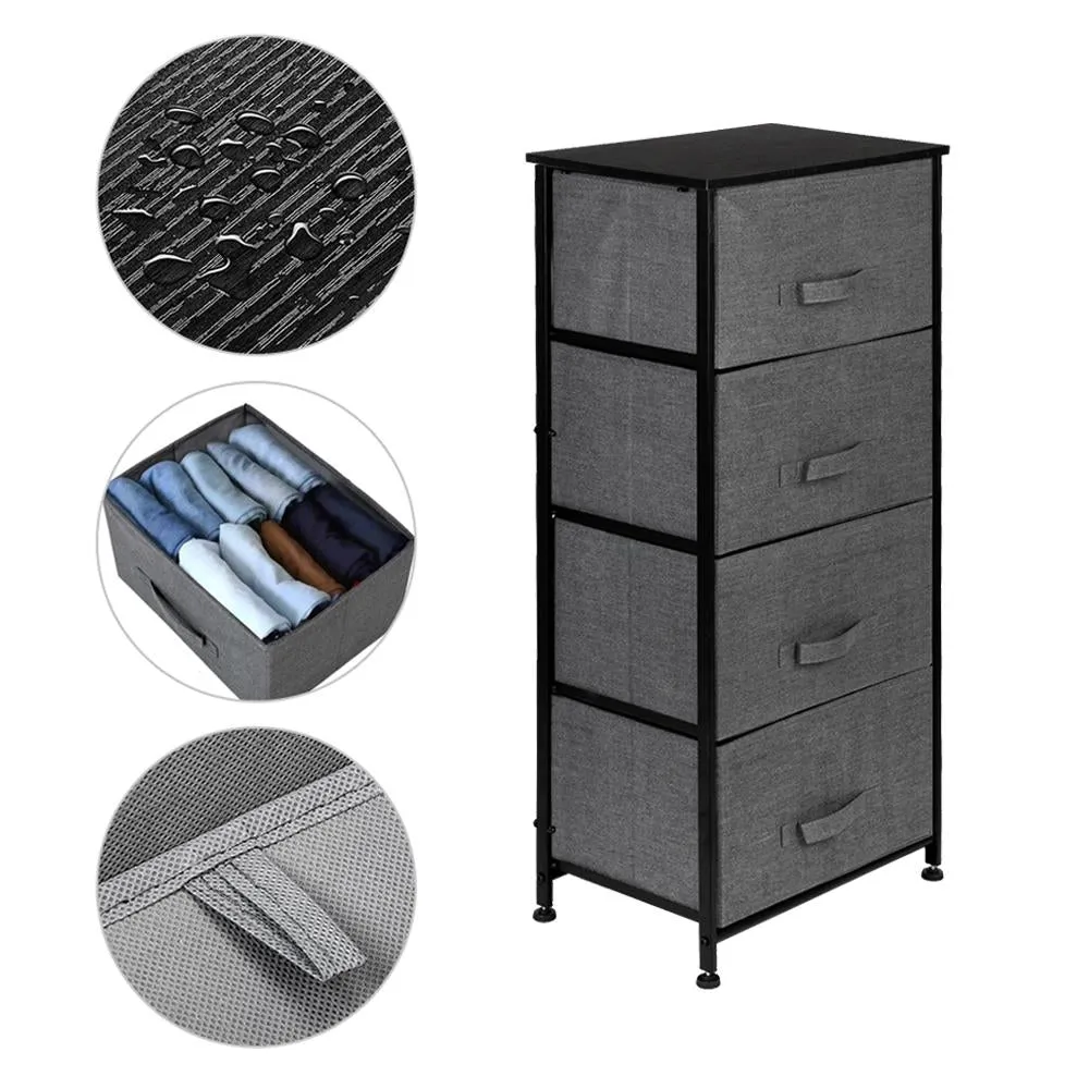 4-Tier Dresser Tower, Fabric Drawer Organizer With 4 Easy Pull Drawers With Metal Frame