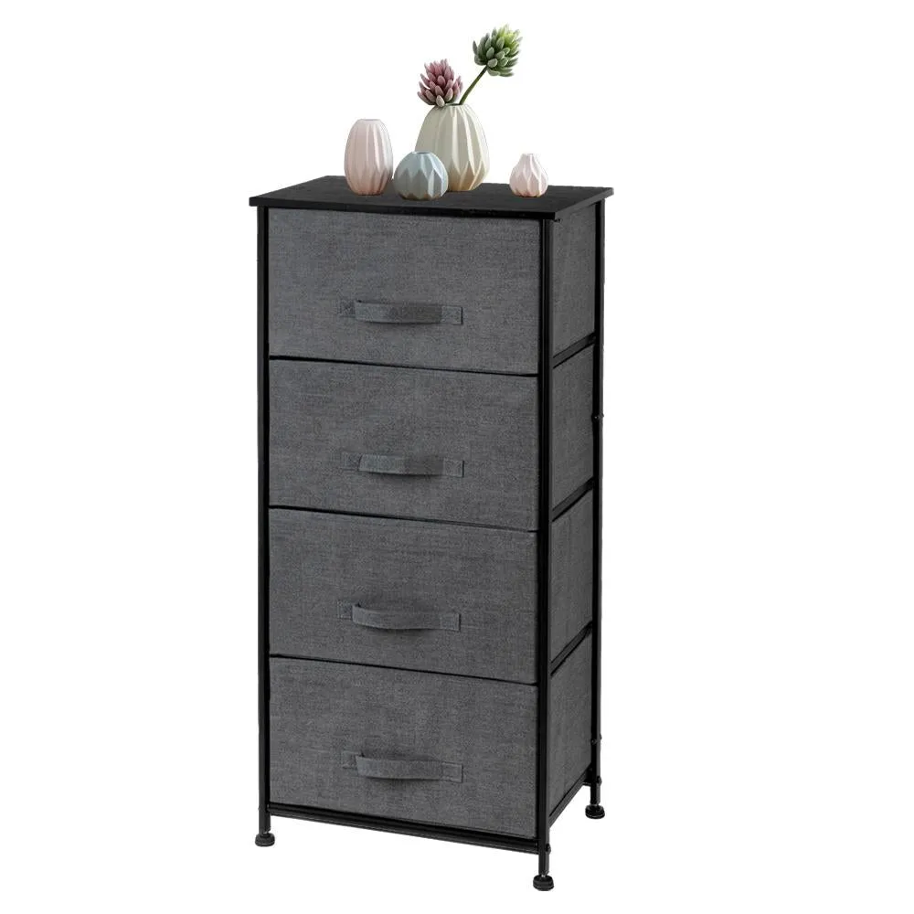 4-Tier Dresser Tower, Fabric Drawer Organizer With 4 Easy Pull Drawers With Metal Frame