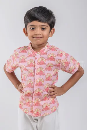 ACI. Boys Rajasthani Printed Pink Cotton Shirt by The Nesavu