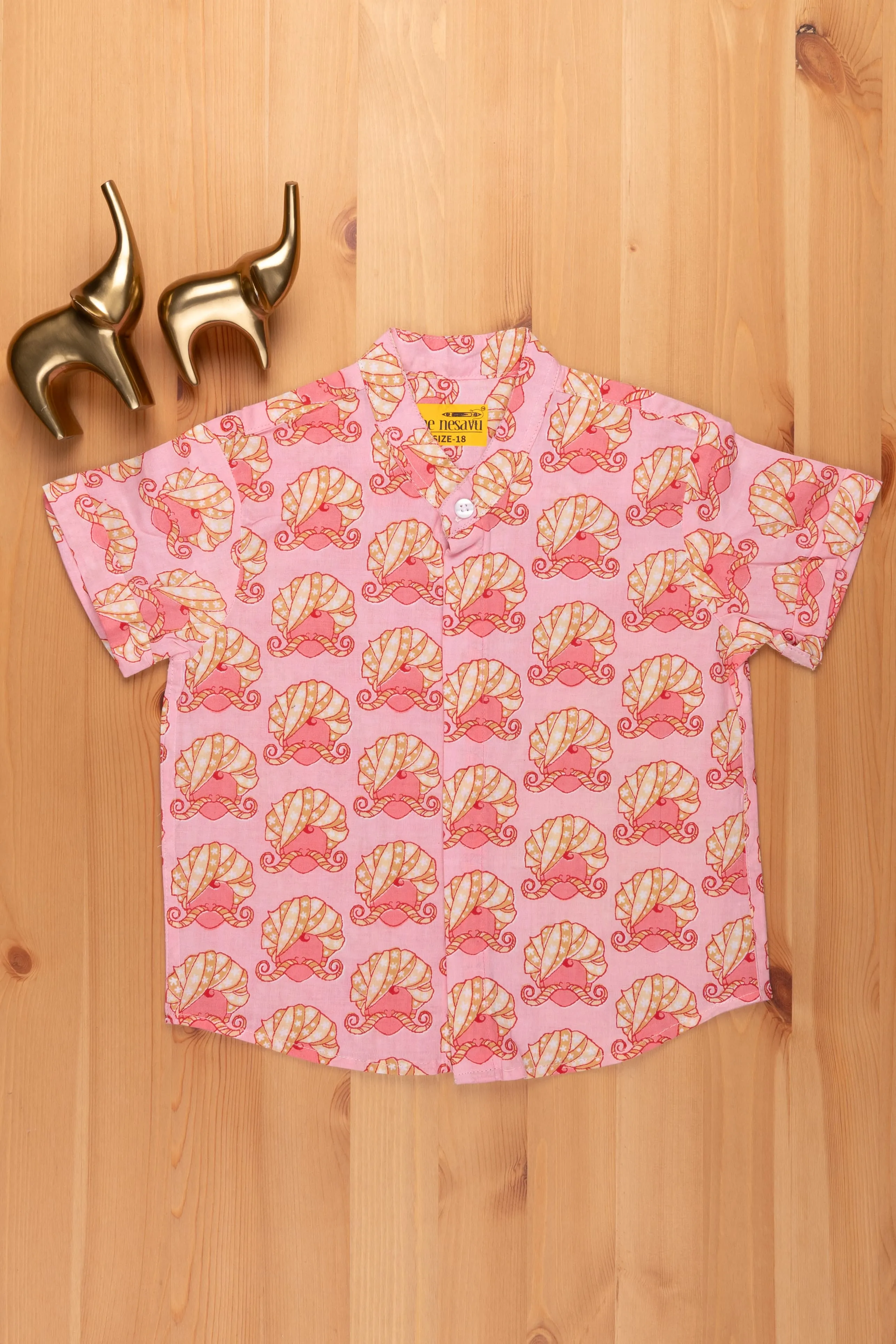 ACI. Boys Rajasthani Printed Pink Cotton Shirt by The Nesavu