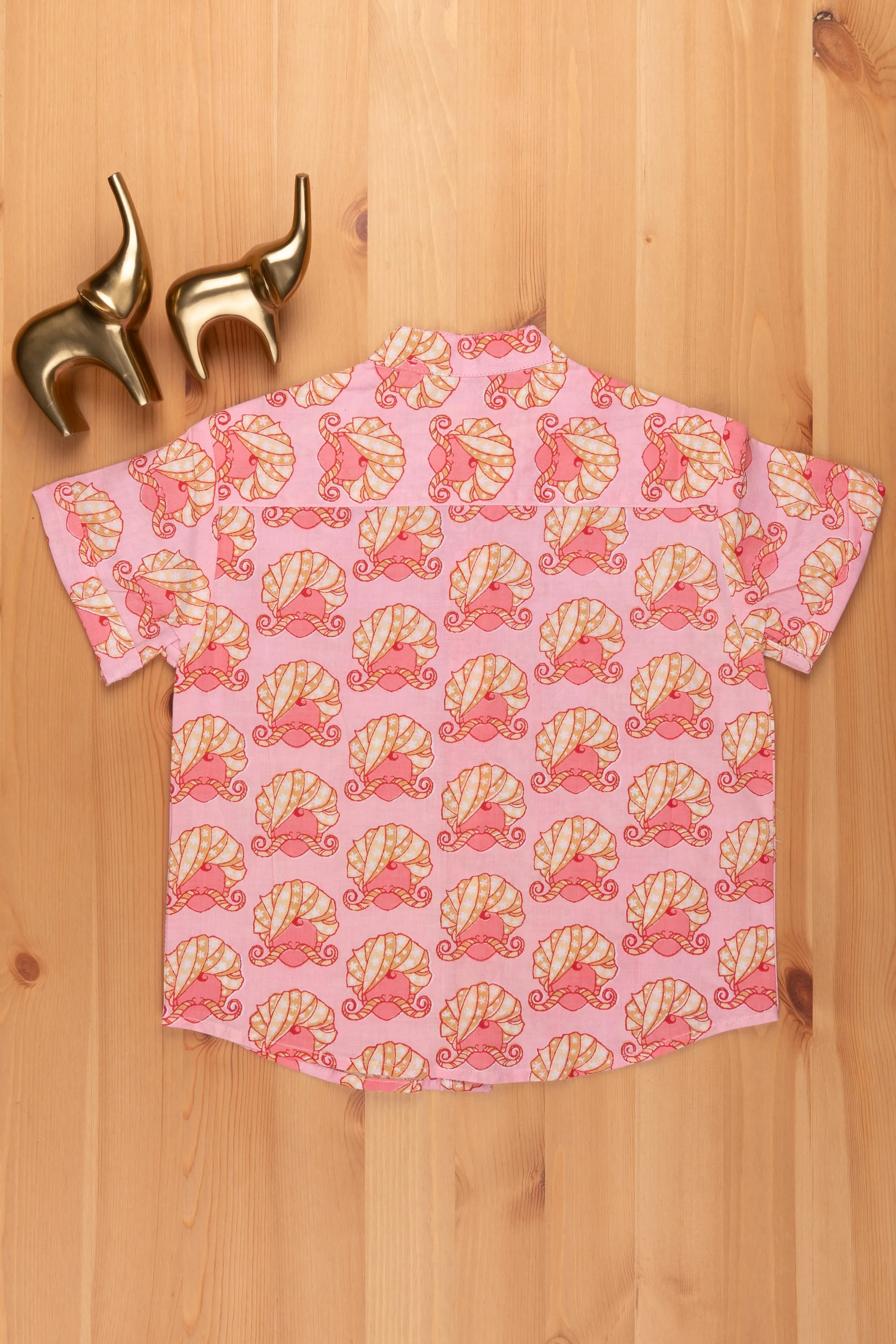 ACI. Boys Rajasthani Printed Pink Cotton Shirt by The Nesavu