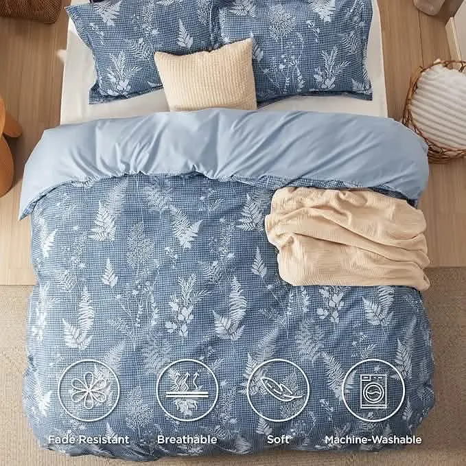 Bedsure Reversible Graphic Duvet Cover Set Blue