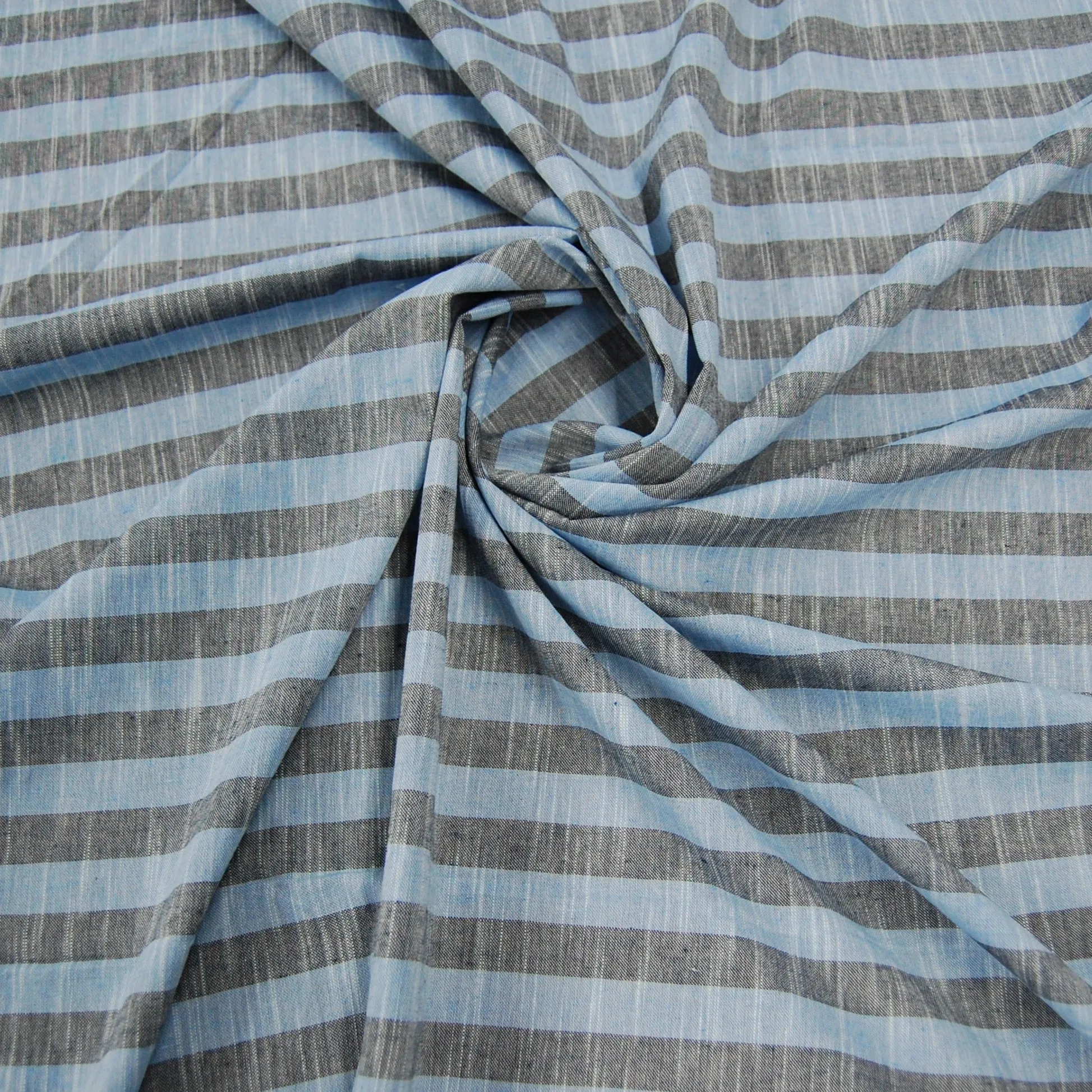 Black Blue Stripe South Cotton Fabric