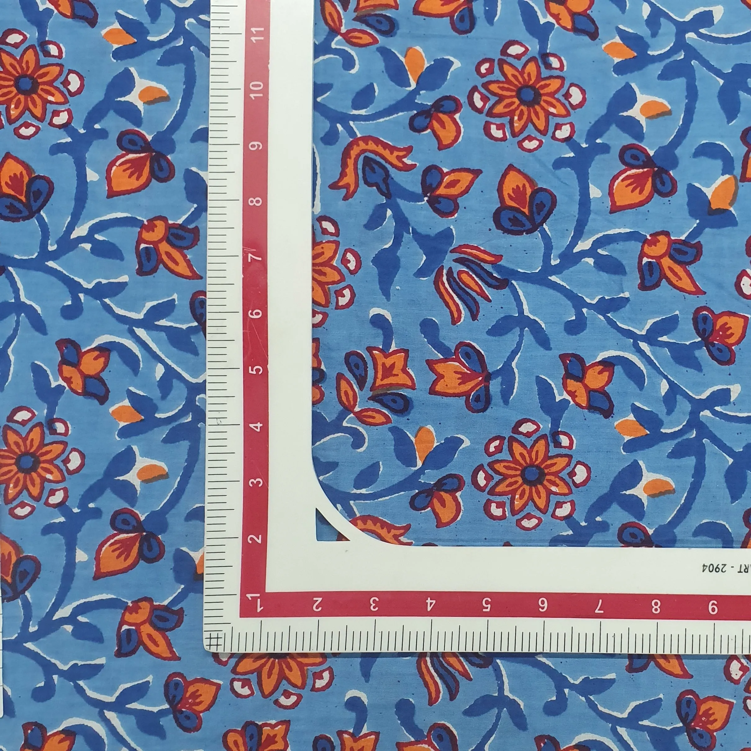 Blue Floral Print Cotton Fabric