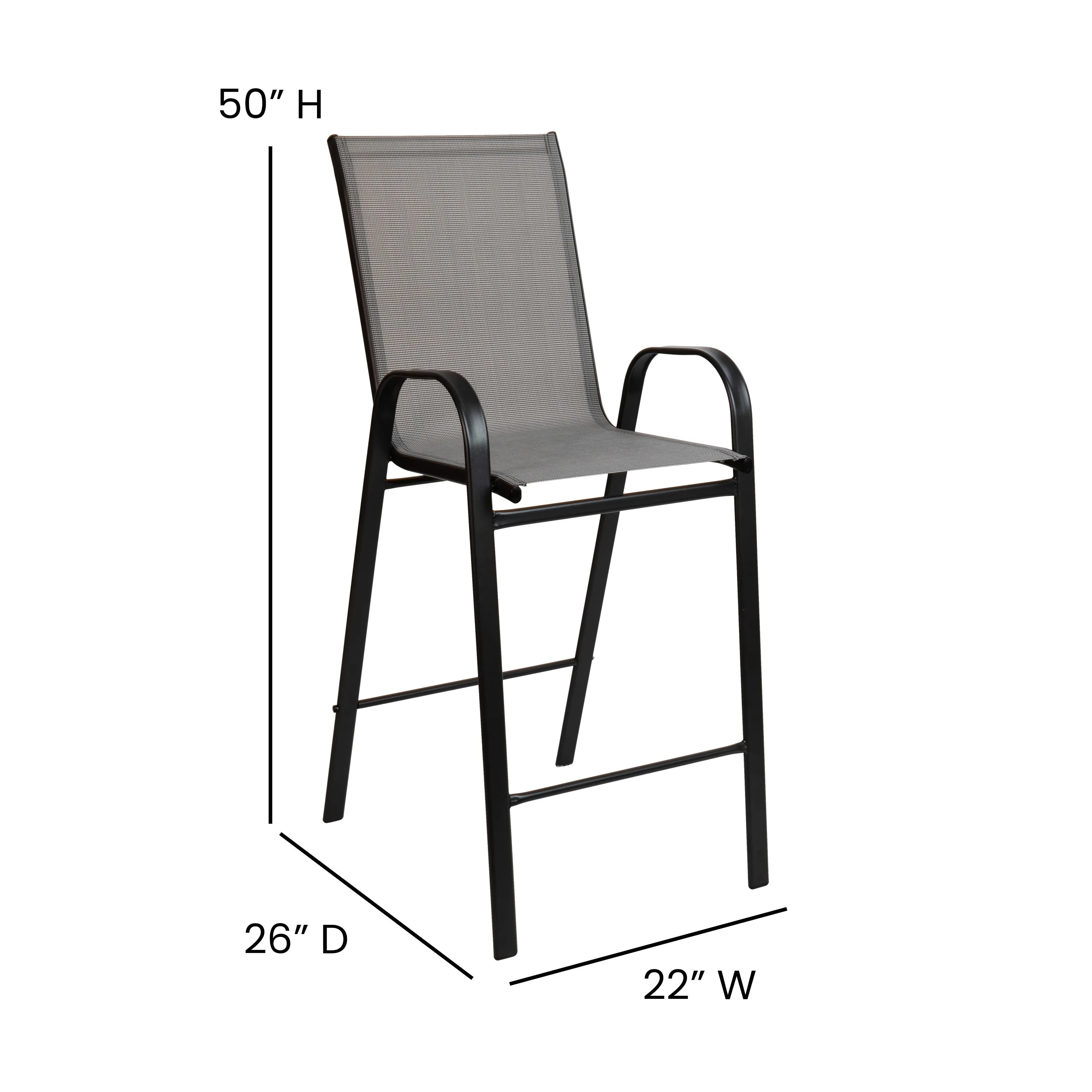 Brazos Outdoor Dining Set - 2-Person Bistro Set - Outdoor Glass Bar Table with All-Weather Patio Stools