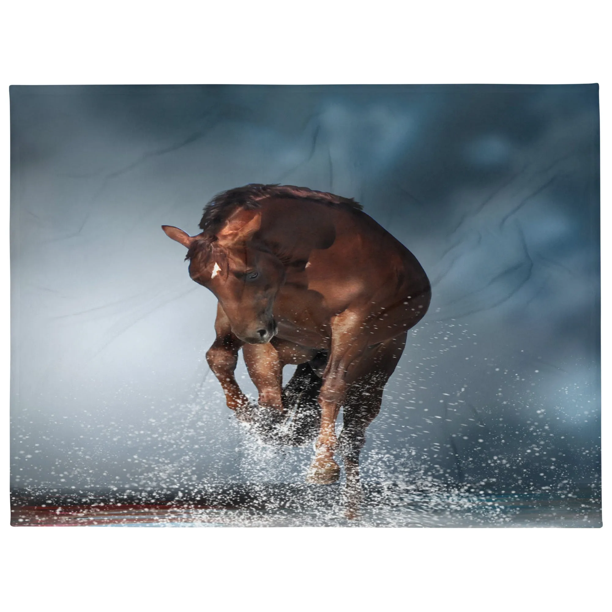 Brown horse print fleece blanket