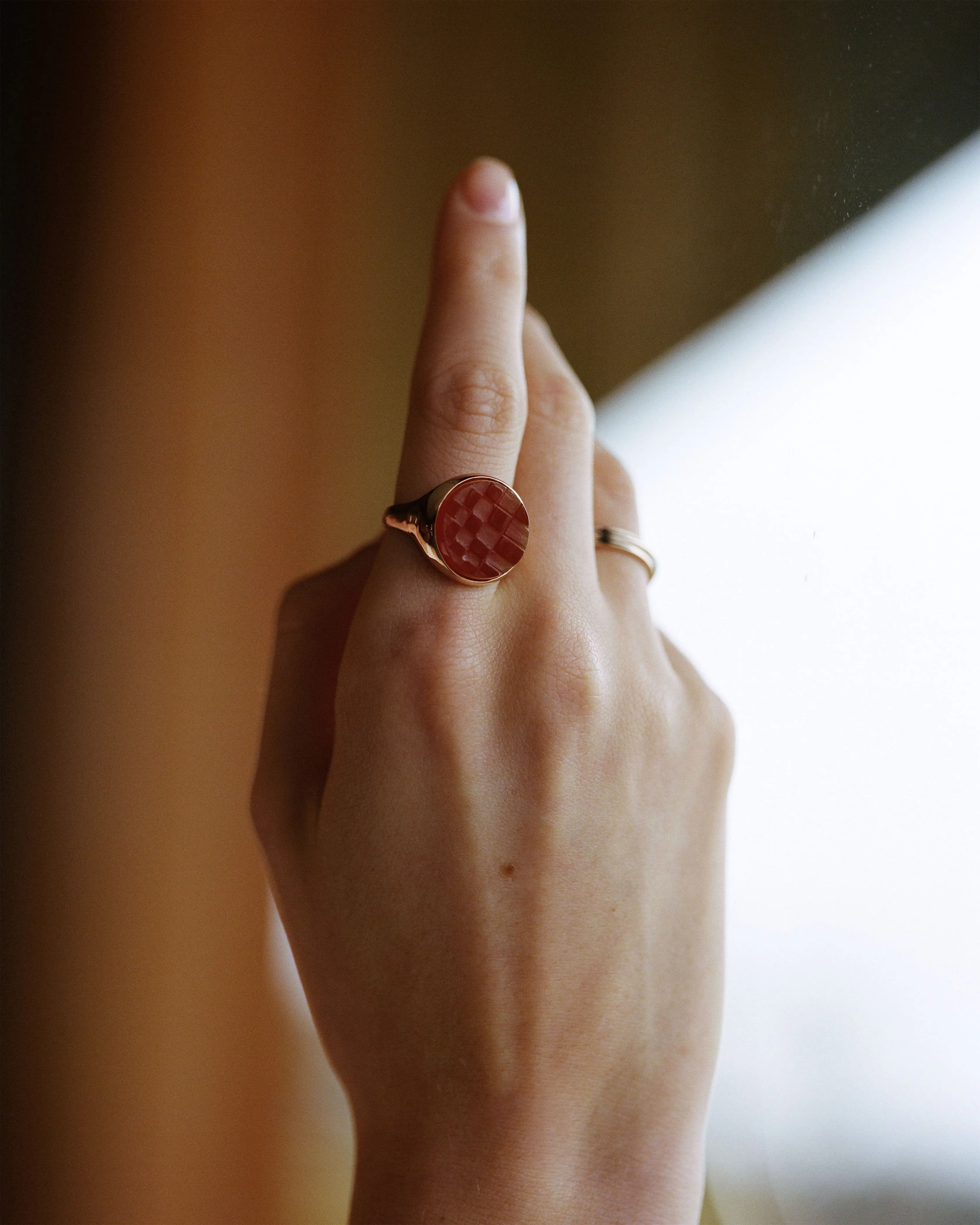 Checkerboard Cameo Ring