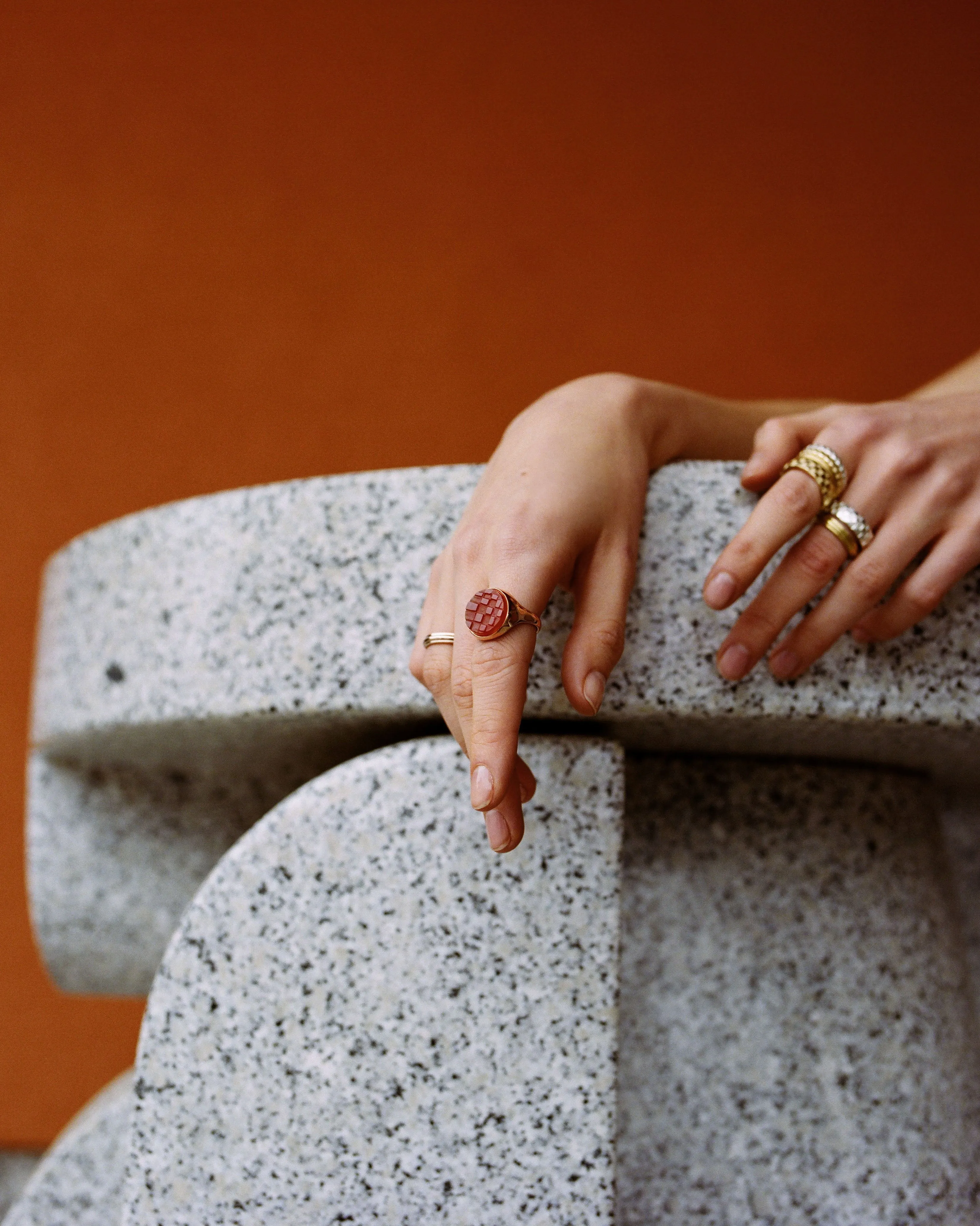 Checkerboard Cameo Ring