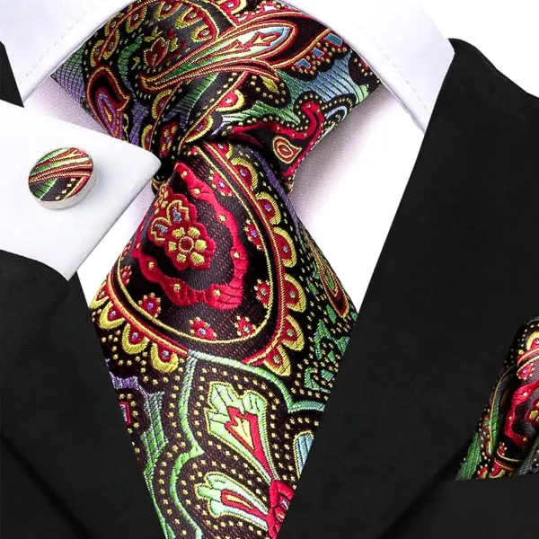 Classy Men Colorful Paisley Silk Necktie