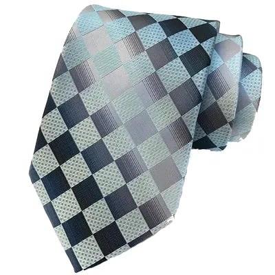 Classy Men Elegant Grey Check Silk Tie