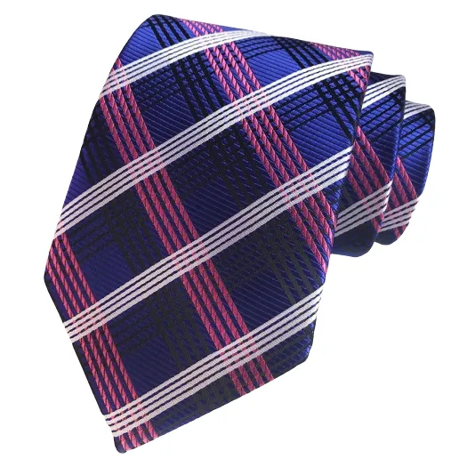 Classy Men Elegant Purple Checkered Silk Tie