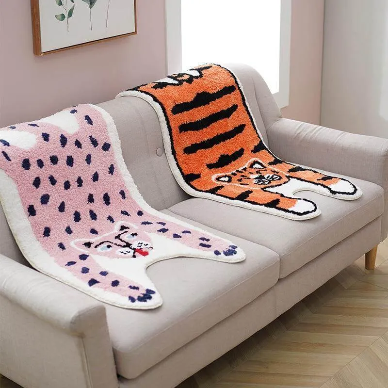 Colorful Cartoon Wild Animals Bedroom Rug