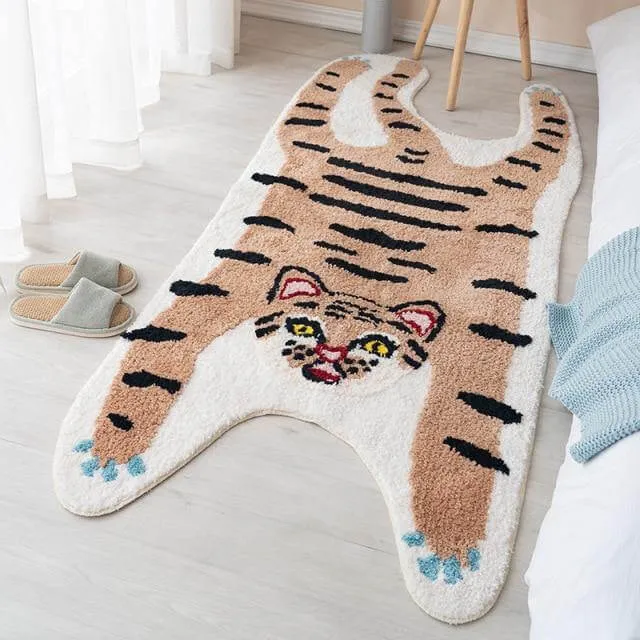 Colorful Cartoon Wild Animals Bedroom Rug