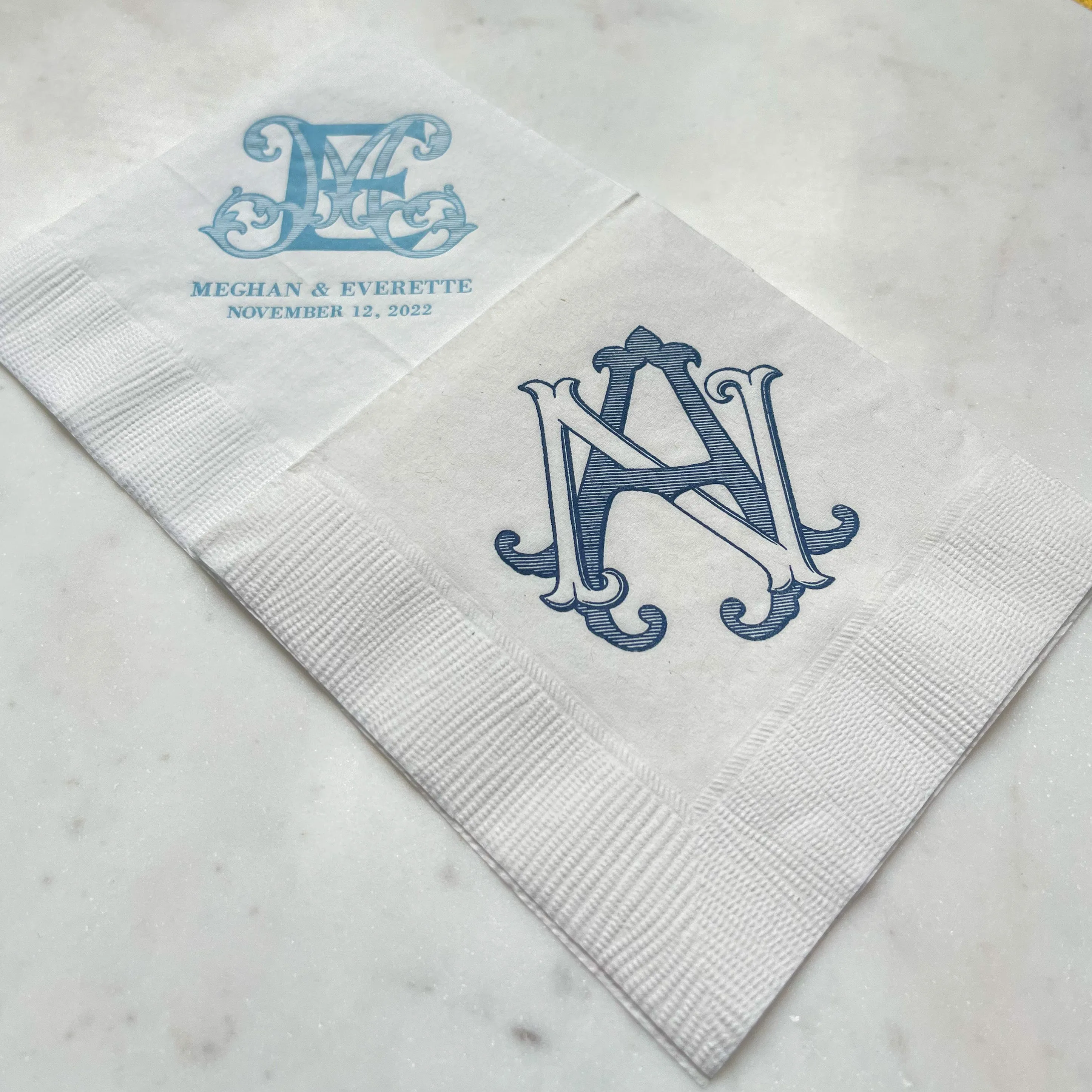 Colorful Monogram 3Ply Party Napkins