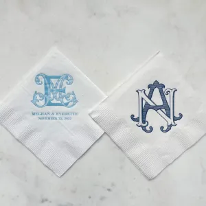 Colorful Monogram 3Ply Party Napkins