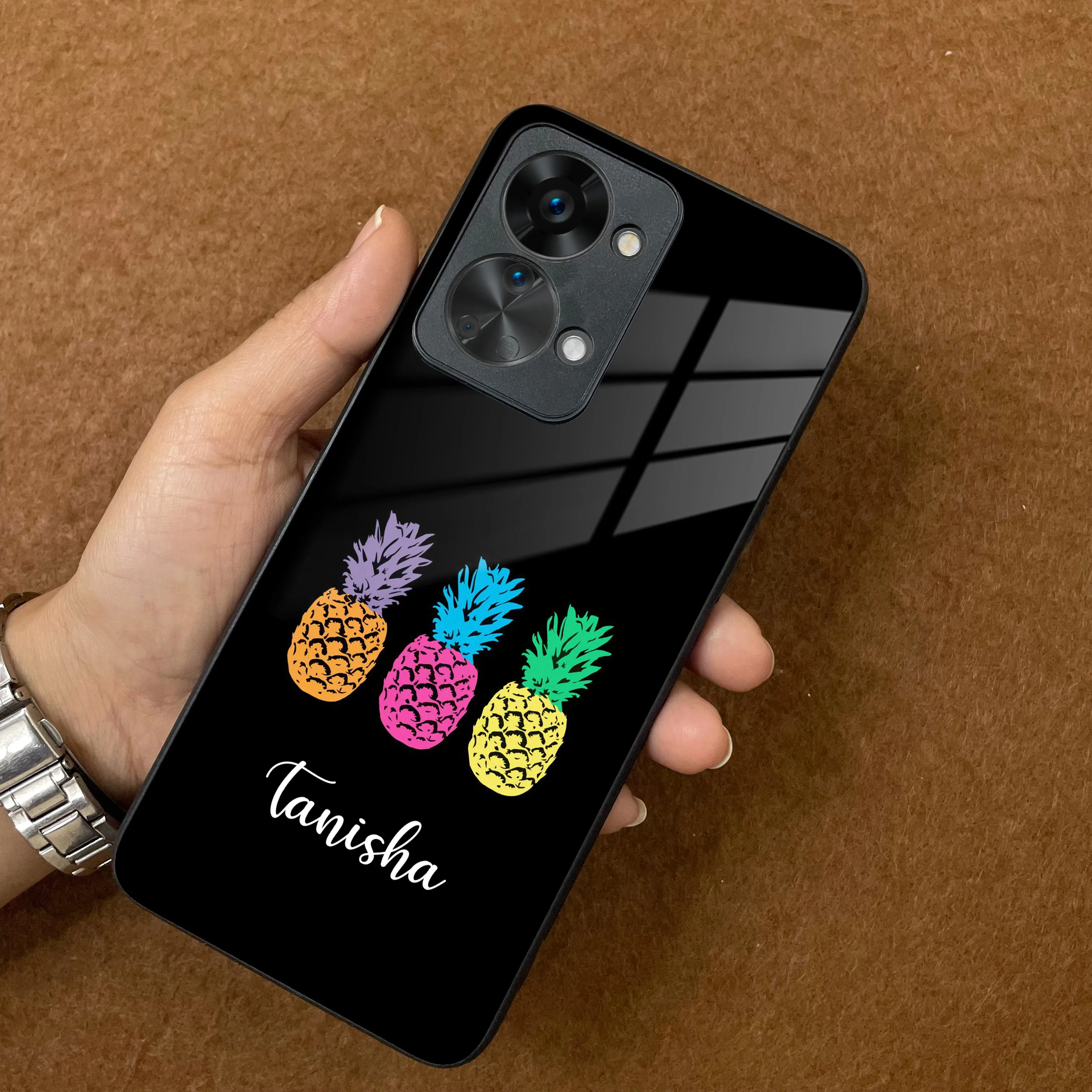 Colorful Pineapple Glass Case Cover For OnePlus