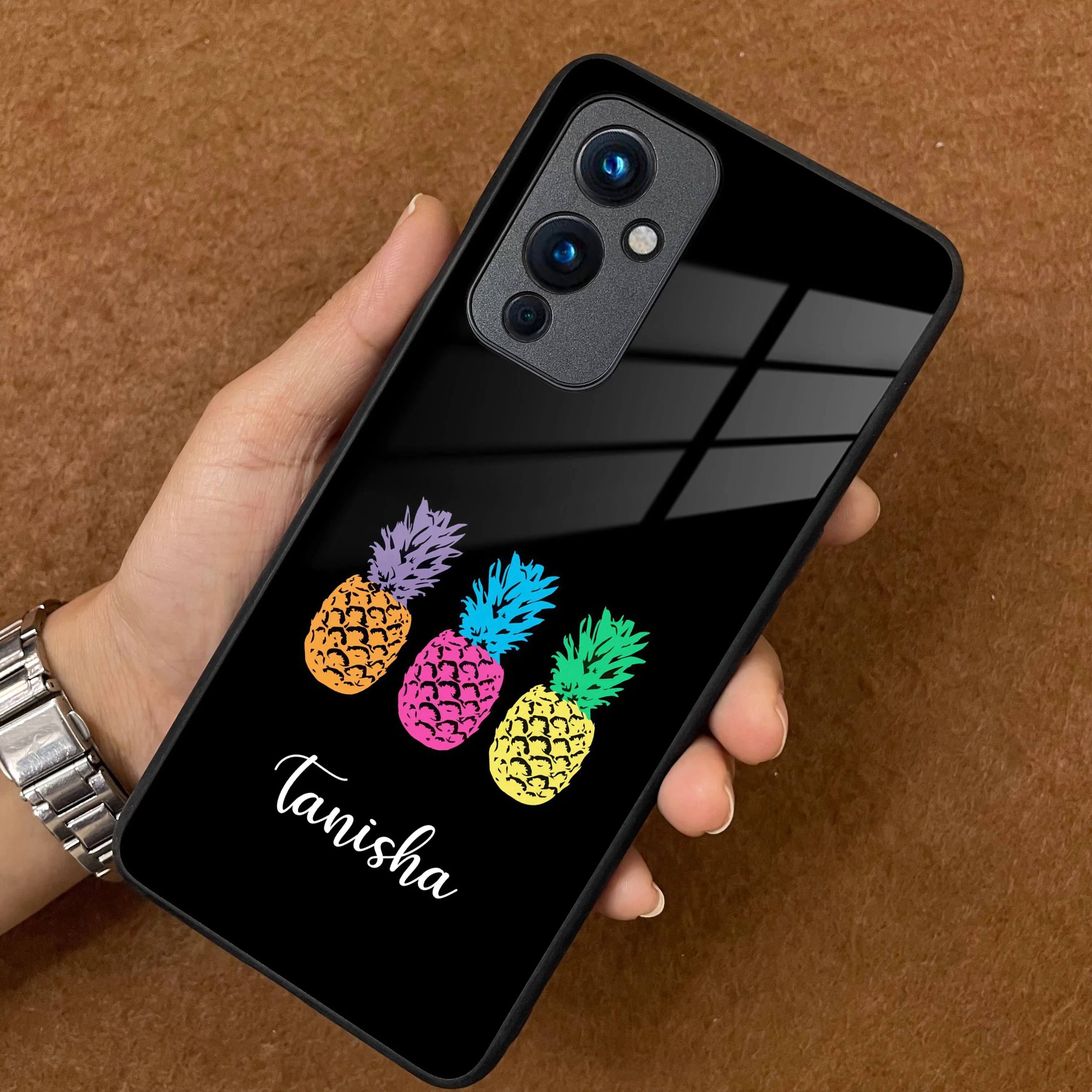 Colorful Pineapple Glass Case Cover For OnePlus