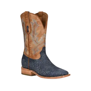 Corral Boots Men's Alligator Embroidery Woven Blue and Sand Boots