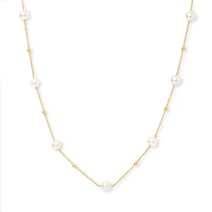 Credo fine chain necklace with cultured freshwater pearls & gold beads