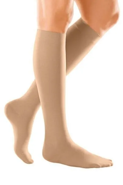 Duomed Soft Class 2 Below Knee Compression Stockings Closed Toe Sand Small