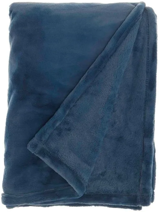 Faux Fur AP102 Navy Throw Blanket