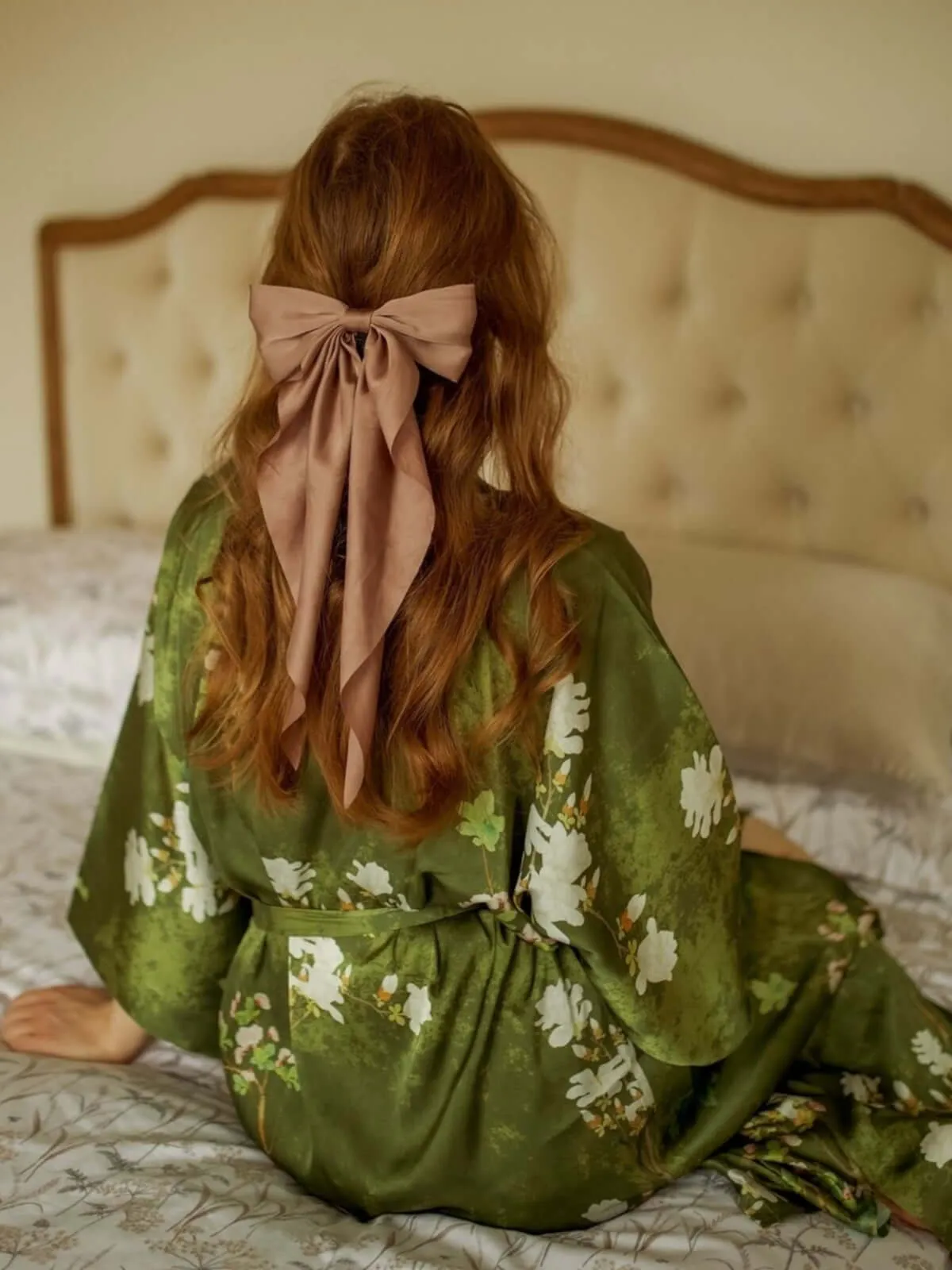 Floral Olive Kimono Robe