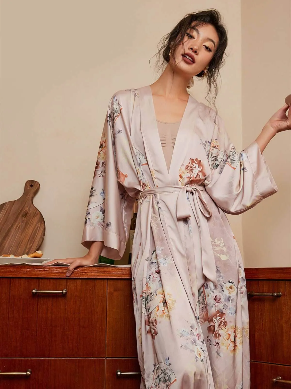 Folding Fan Kimono Robe