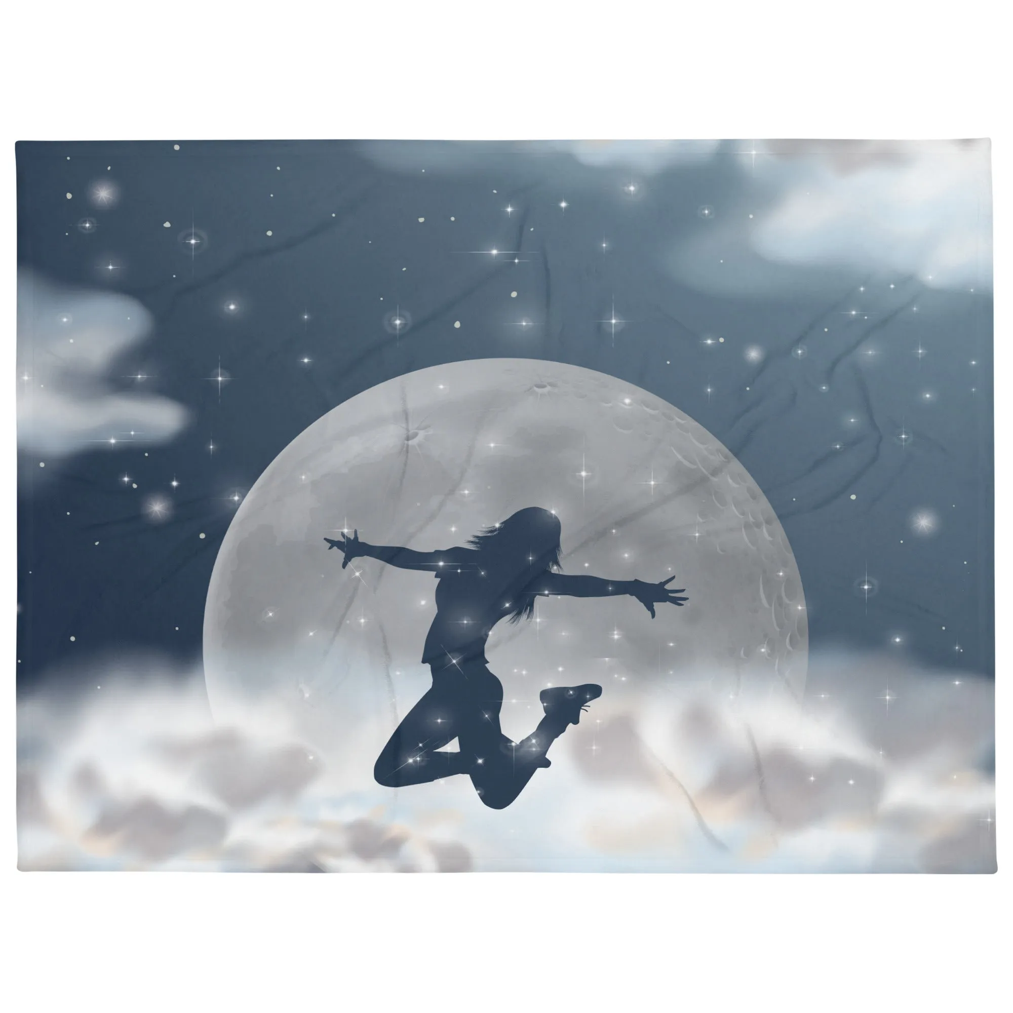 Girl Over the Moon design throw blanket