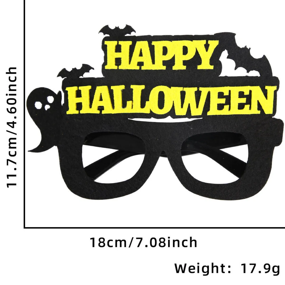 Happy Halloween Novelty Glasses with Pumpkin and Bat Designs, Black and Orange, One size fits everyone