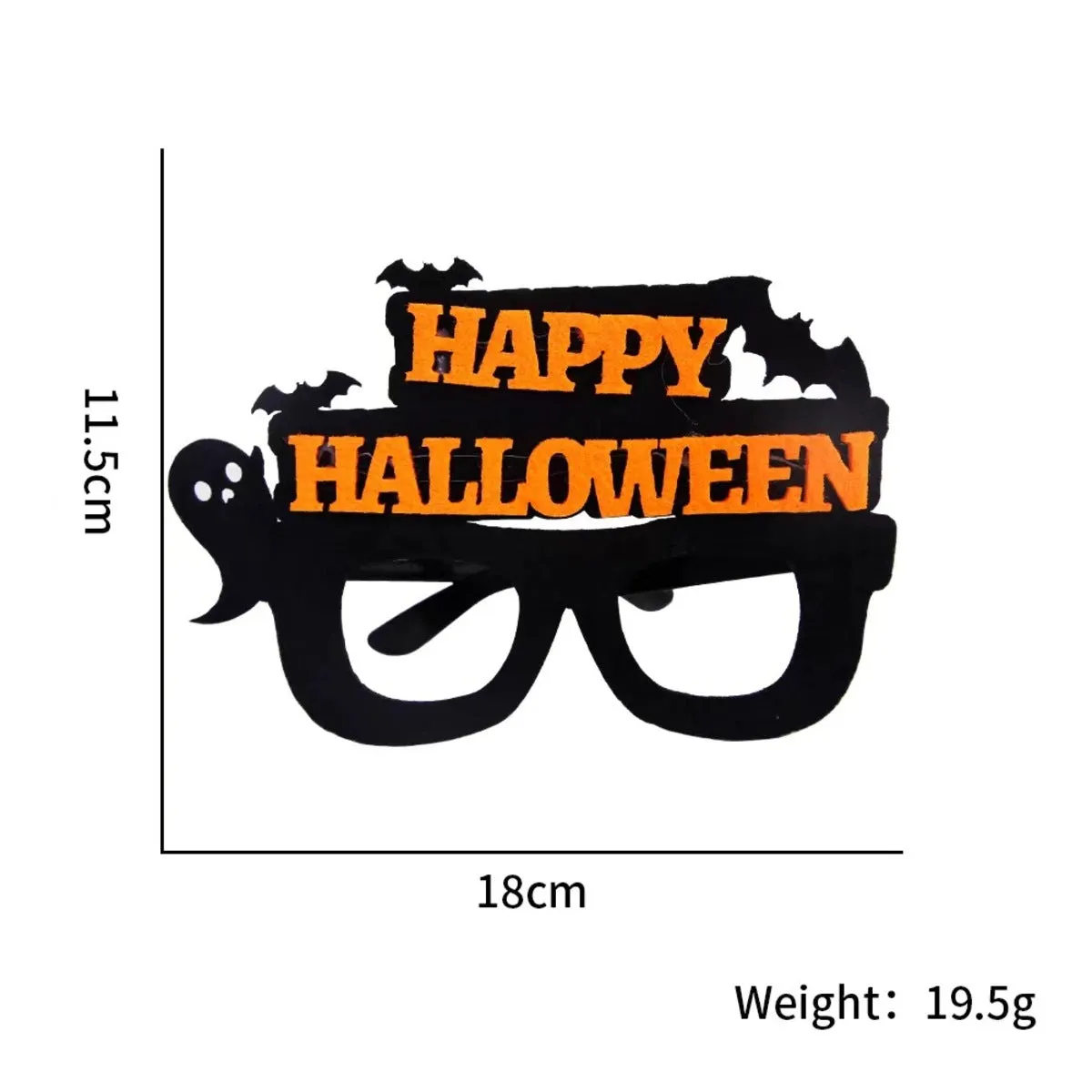 Happy Halloween Novelty Glasses with Pumpkin and Bat Designs, Black and Orange, One size fits everyone