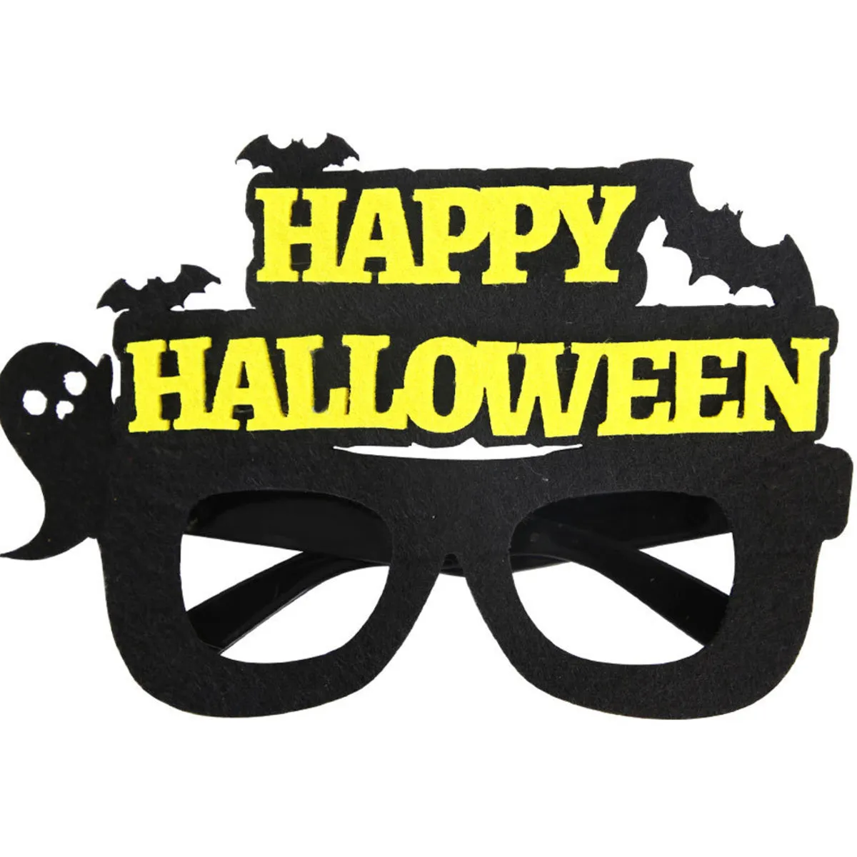 Happy Halloween Novelty Glasses with Pumpkin and Bat Designs, Black and Orange, One size fits everyone