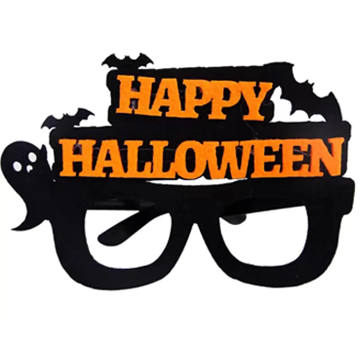 Happy Halloween Novelty Glasses with Pumpkin and Bat Designs, Black and Orange, One size fits everyone