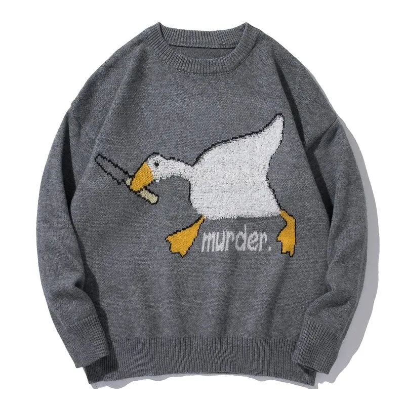 Harajuku Cartoon Murder Duck Knit Sweater