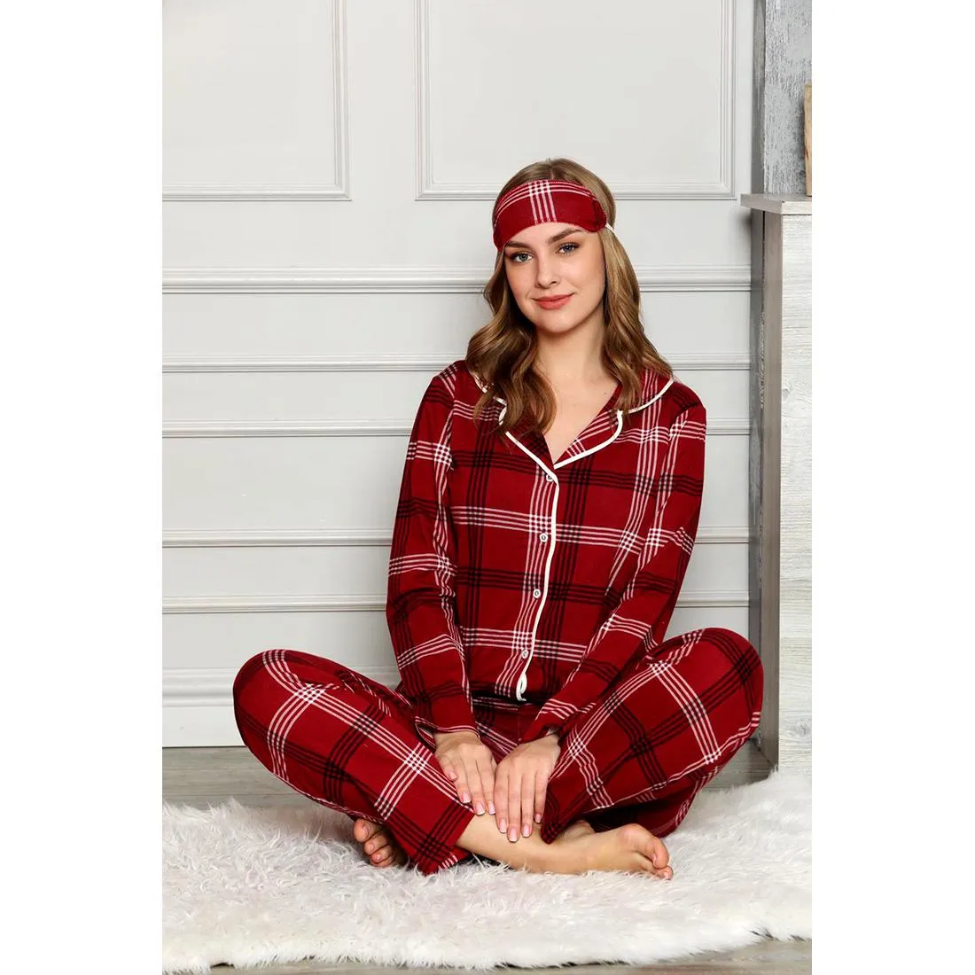 Home Clothes for Women Plaid Pants Pajamas for Women Spring Pajamas Women Two Piece Set Women Sleepwear Set for Sleep Room Wear