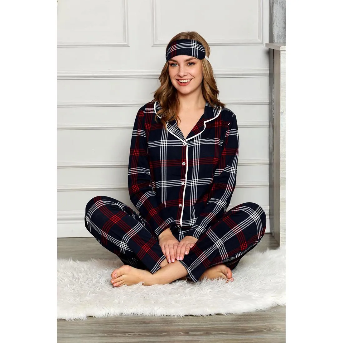 Home Clothes for Women Plaid Pants Pajamas for Women Spring Pajamas Women Two Piece Set Women Sleepwear Set for Sleep Room Wear