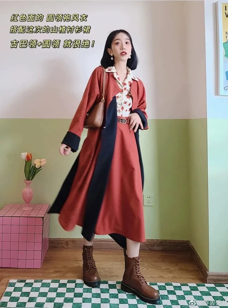 Kaqi 朱砂 Cinnabar Modernized Tang Dynasty Unisex Yuanlingpao Coat