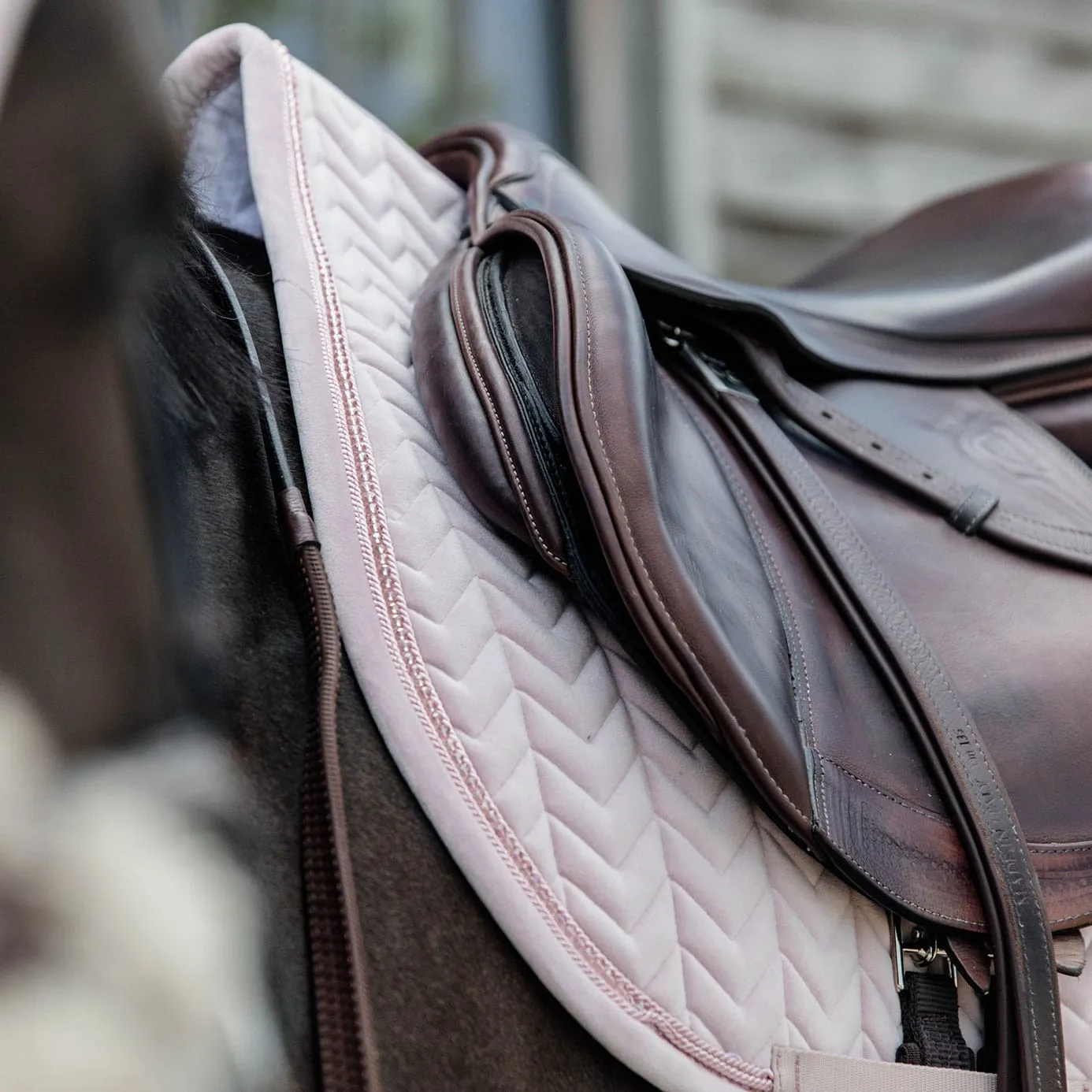 Kentucky Horsewear Velvet Pearls Jumping Saddle Cloth - Soft Rose