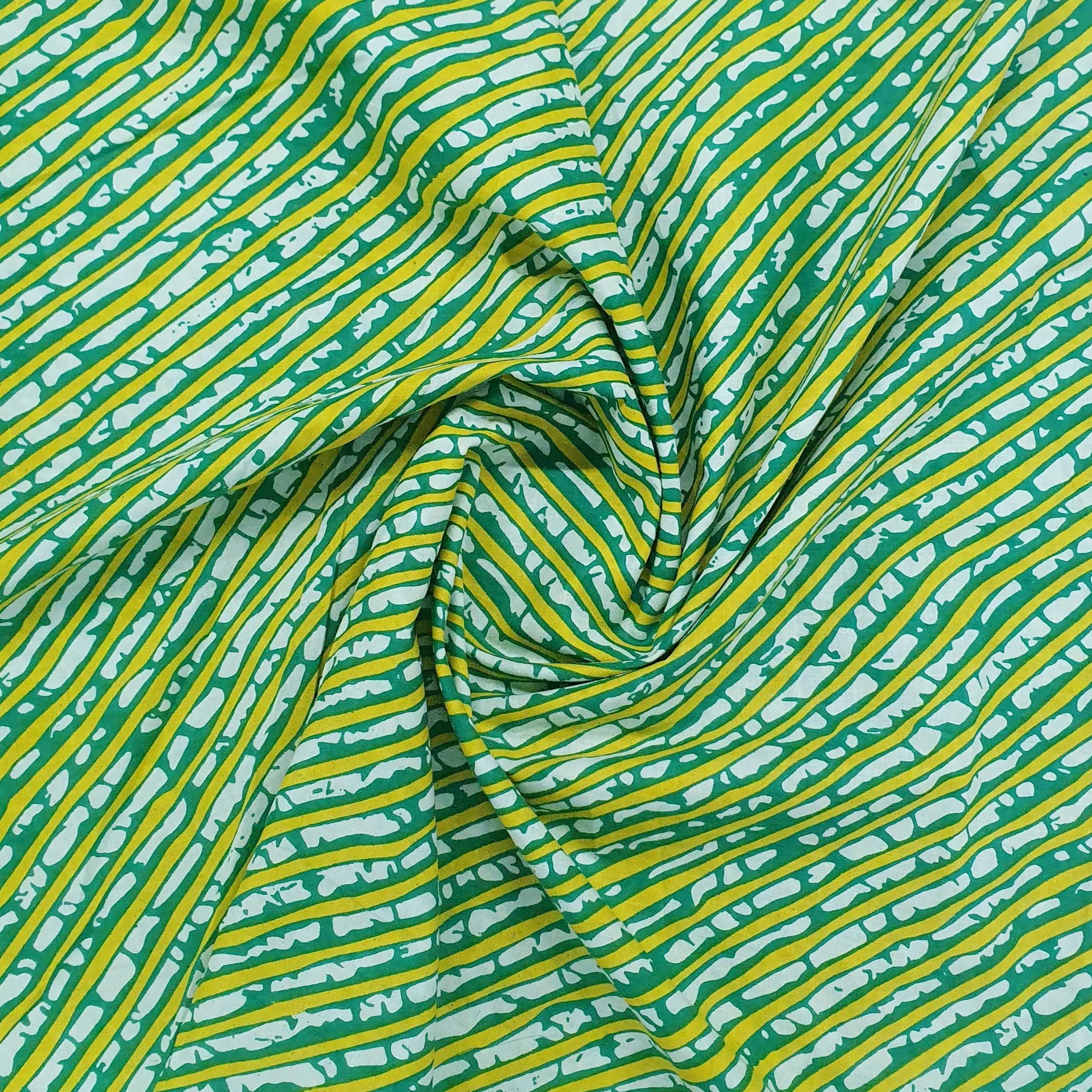 Light Green Abstract Print Cotton Fabric