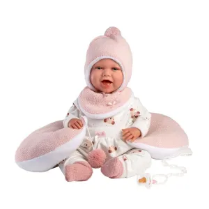 Llorens - Baby Girl Doll with Crying Mechanism, Clothing & Pink Cushion: Mimi 42cm