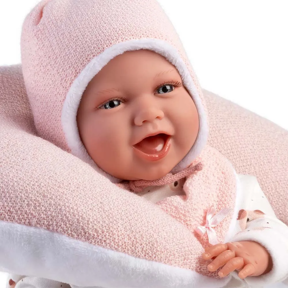 Llorens - Baby Girl Doll with Crying Mechanism, Clothing & Pink Cushion: Mimi 42cm