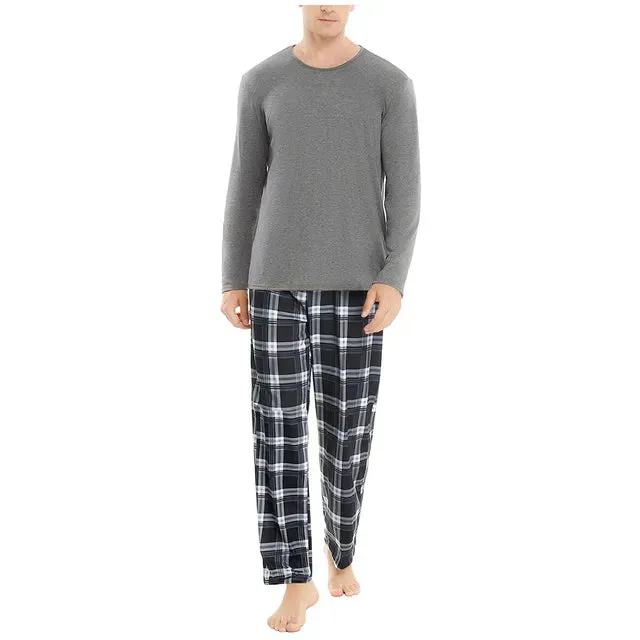 Men's Comfortable Solid Color Pajama Set for All Seasons