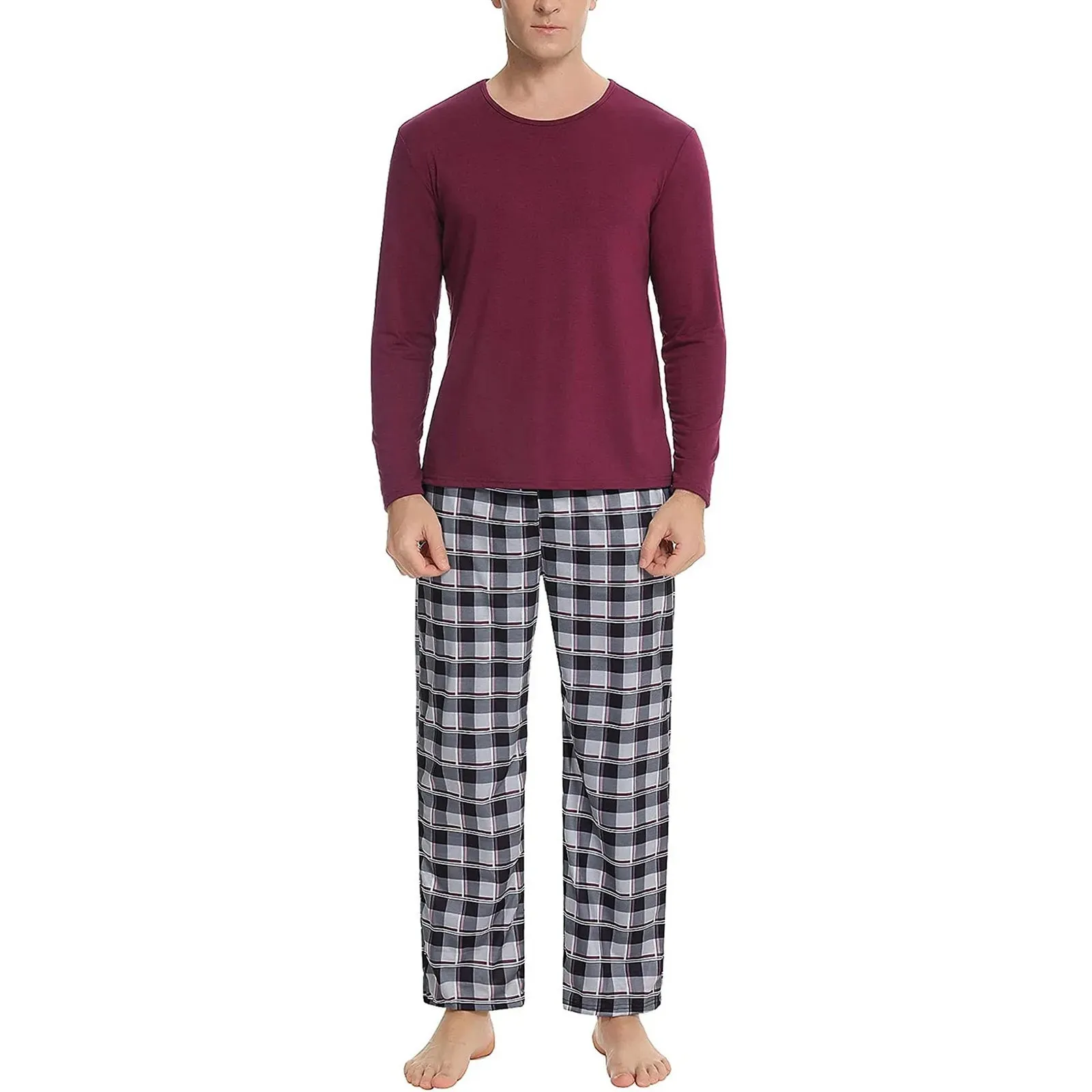 Men's Comfortable Solid Color Pajama Set for All Seasons